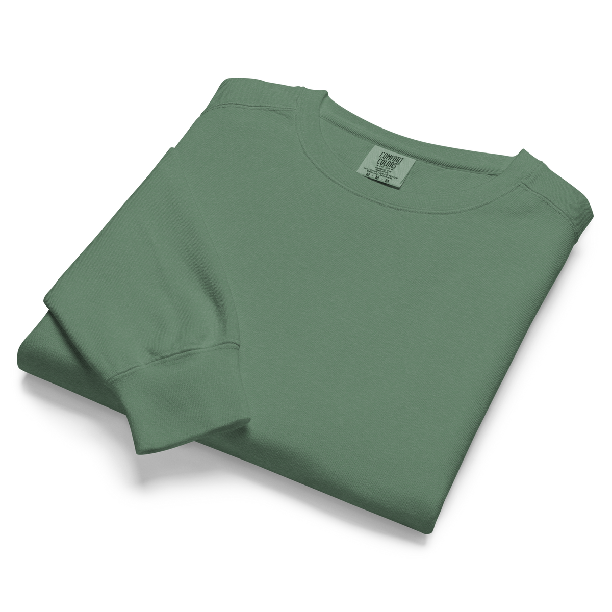 Folded front supplier mockup of the unprinted Light Green crewneck