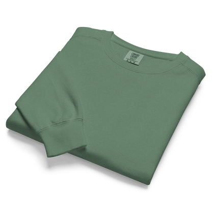 Folded front supplier mockup of the unprinted Light Green crewneck