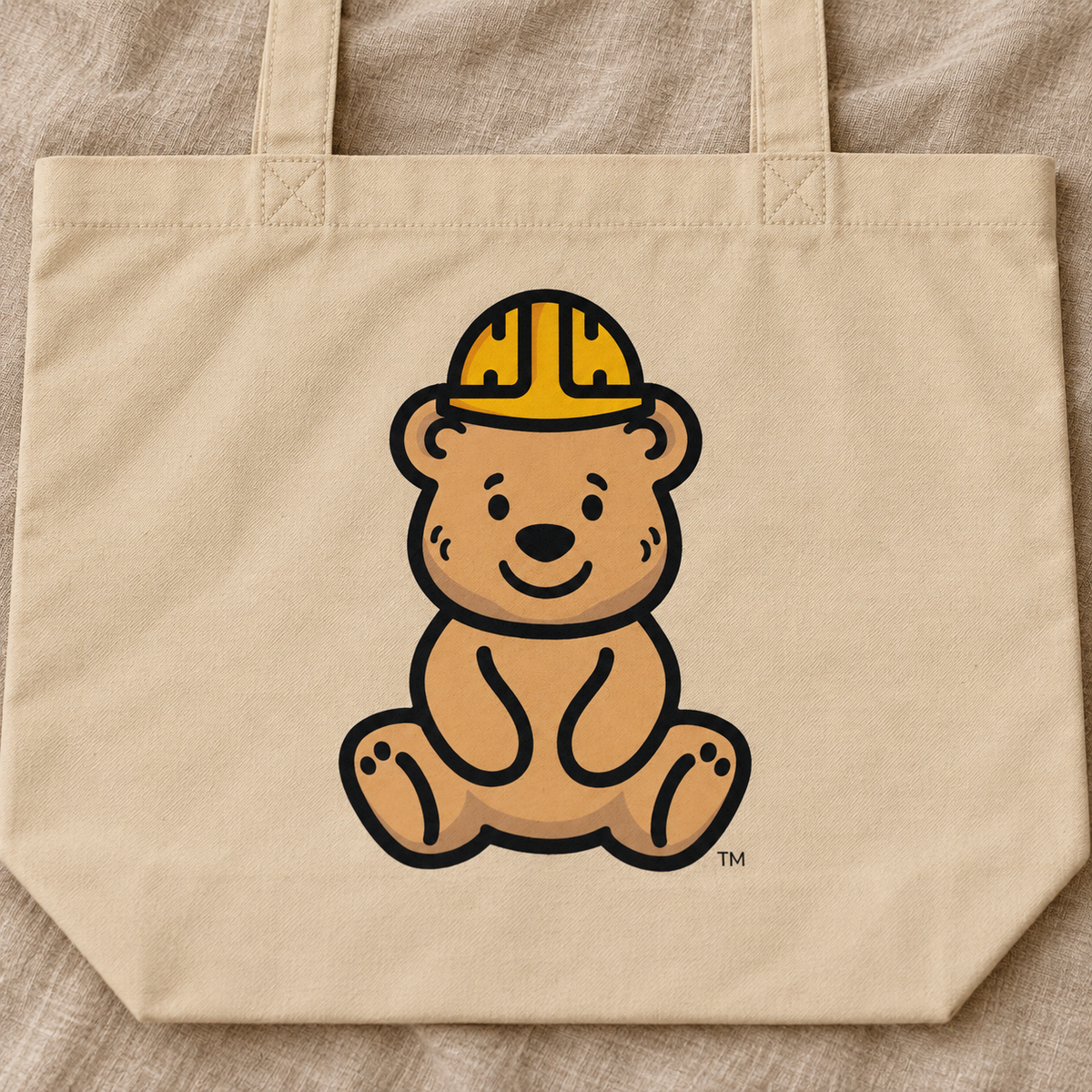 tee bear tote — bear print detail mockup.