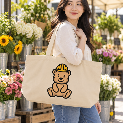 tee bear tote — flower market carry mockup.