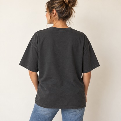 wear what makes you smile oversized tee 2 — back fit mockup.
