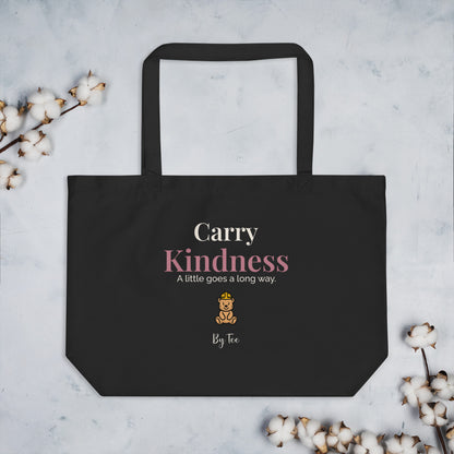 Carry Kindness Tote — Black by By Tee, styled flat-lay