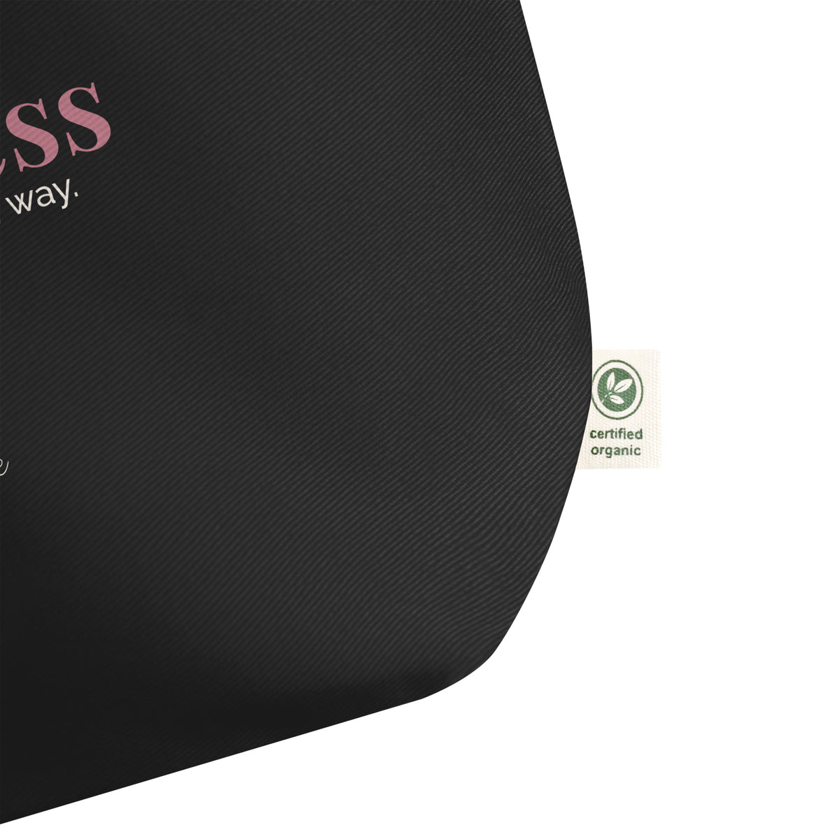 Carry Kindness Tote — Black by By Tee, fabric and seam detail