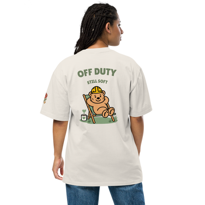 Off Duty Still Soft Oversized Graphic Tee — Faded Bone — back view