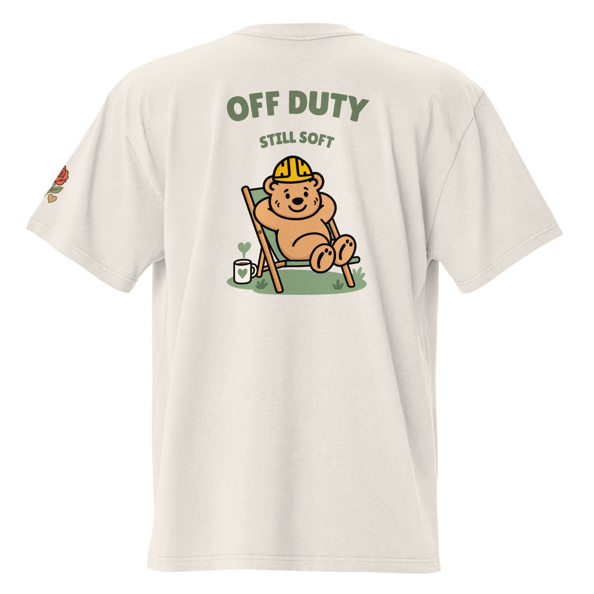 Off Duty Still Soft Oversized Graphic Tee — Faded Bone — back view