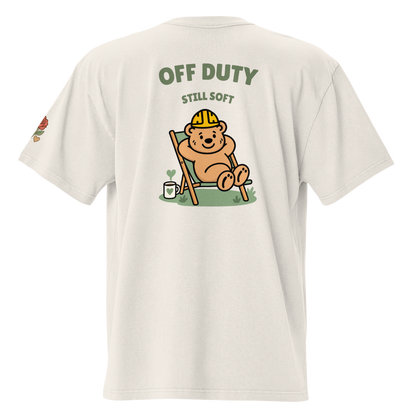 Off Duty Still Soft Oversized Graphic Tee — Faded Bone — back view