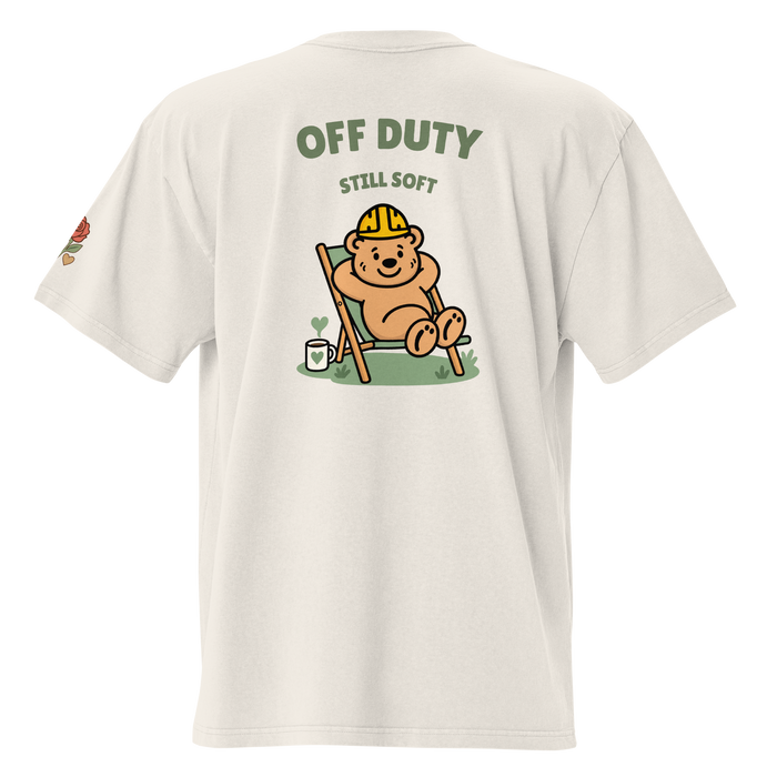 Off Duty Still Soft Oversized Graphic Tee — Faded Bone — back view