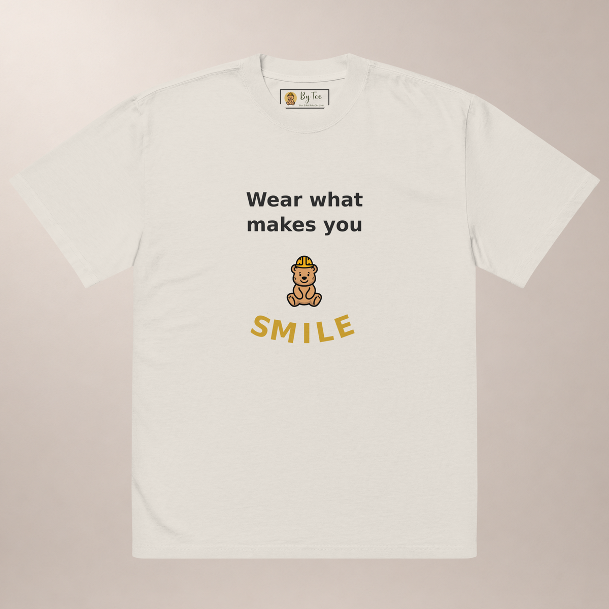 Wear What Makes You Smile Oversized Tee — Faded Bone by By Tee, front view