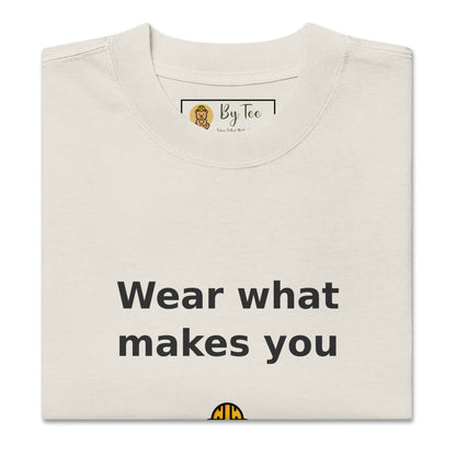 Wear What Makes You Smile Oversized Tee — Faded Bone by By Tee, folded front view