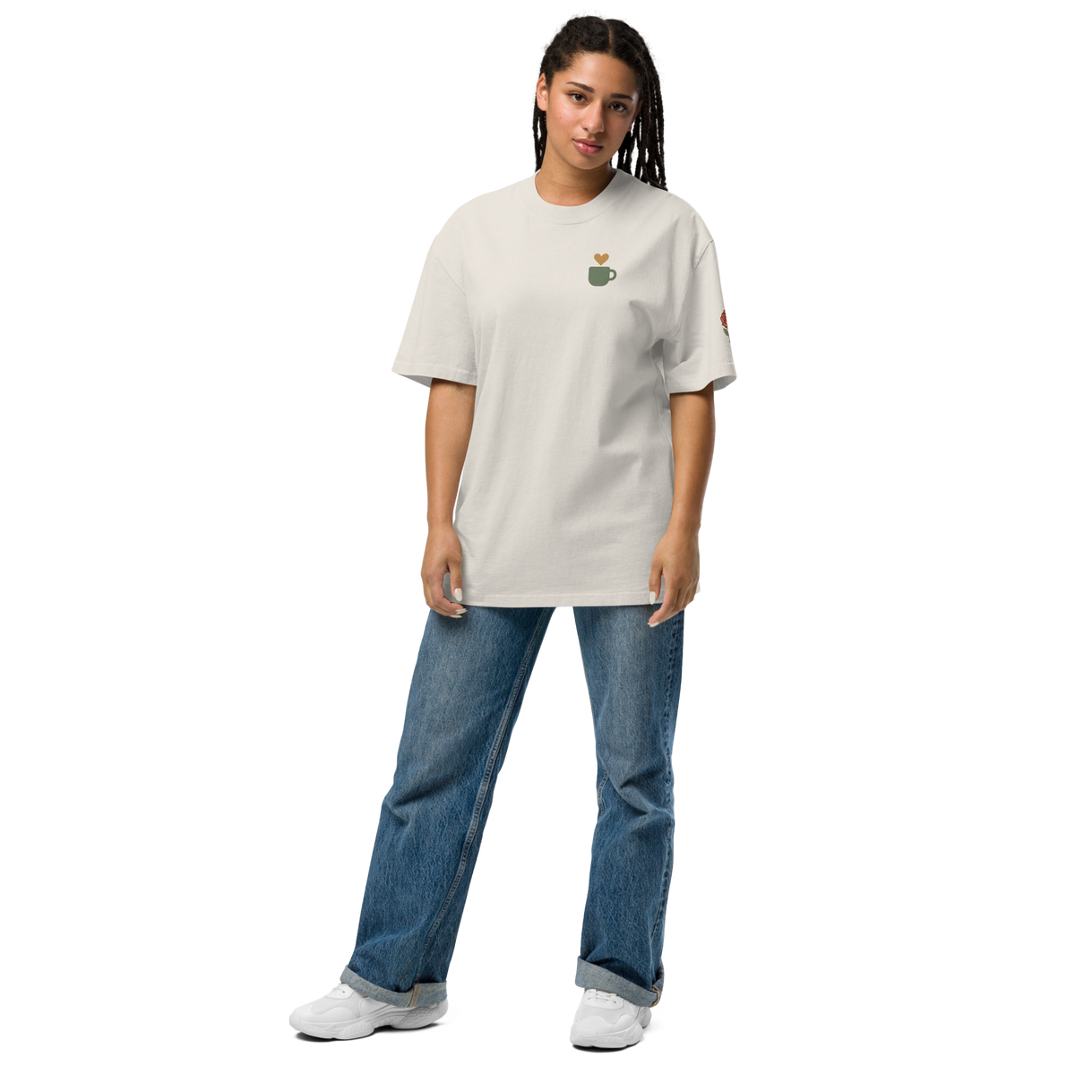 Off Duty Still Soft Oversized Graphic Tee — Faded Bone — front view