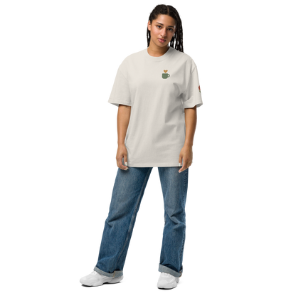 Off Duty Still Soft Oversized Graphic Tee — Faded Bone — front view