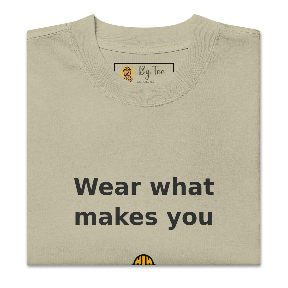 Wear What Makes You Smile Oversized Tee — Faded Eucalyptus by By Tee, folded front view