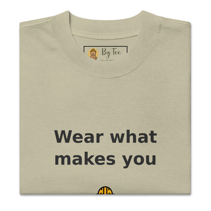 Wear What Makes You Smile Oversized Tee — Faded Eucalyptus by By Tee, folded front view