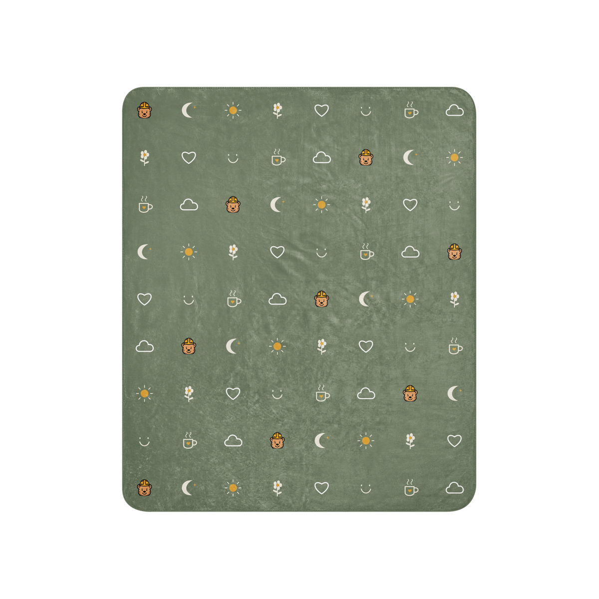 Small Moments Sherpa Throw Blanket — Muted Sage — full printed front