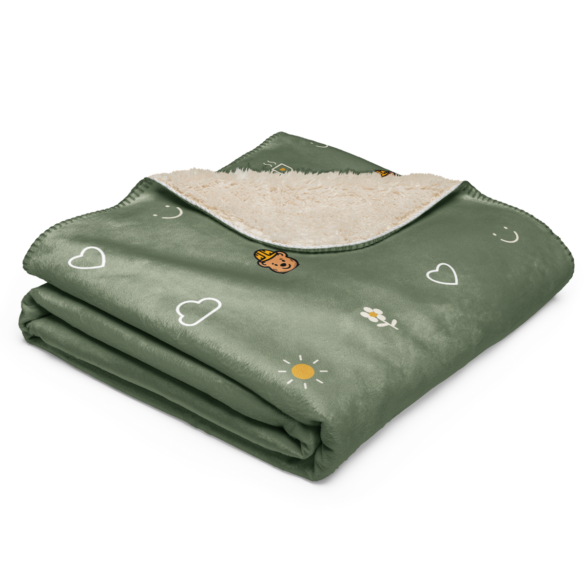 Small Moments Sherpa Throw Blanket — Muted Sage — folded view