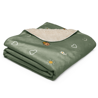 Small Moments Sherpa Throw Blanket — Muted Sage — folded view