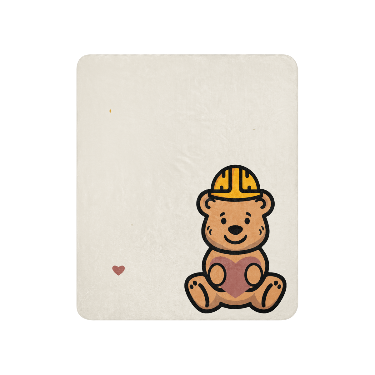 Tee Bear Hug Sherpa Throw Blanket — Warm Cream — full printed front