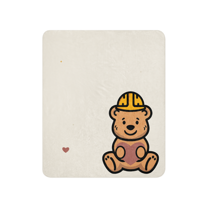 Tee Bear Hug Sherpa Throw Blanket — Warm Cream — full printed front