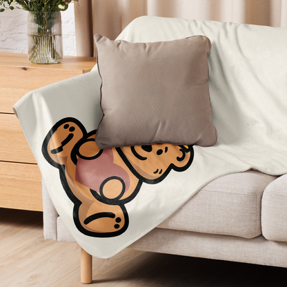 Tee Bear Hug Sherpa Throw Blanket — Warm Cream — alternate draped room view