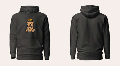 Front and unprinted back overview of the Charcoal Everyday Hoodie