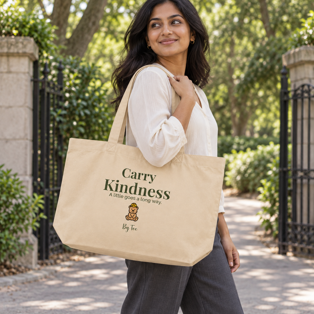 carry kindness tote — park carry mockup.