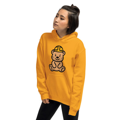 Golden Bear Hug Hoodie in Gold by By Tee, women's model view