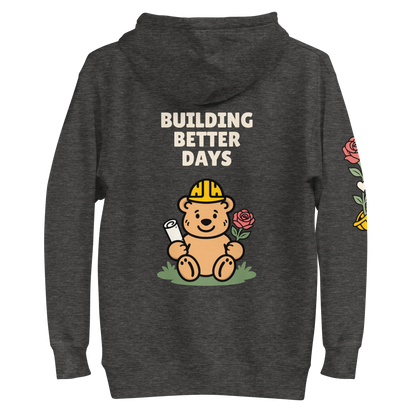 Better Days Rose Graphic Hoodie — Charcoal Heather — back view