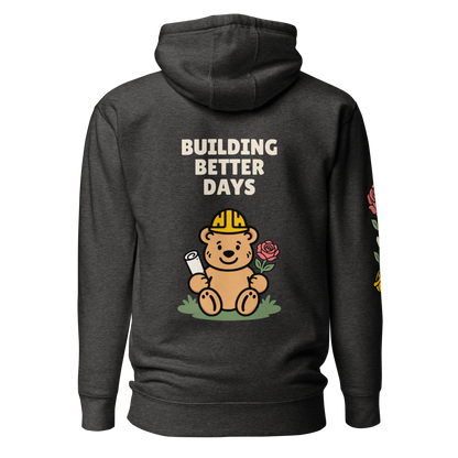 Better Days Rose Graphic Hoodie — Charcoal Heather — back view