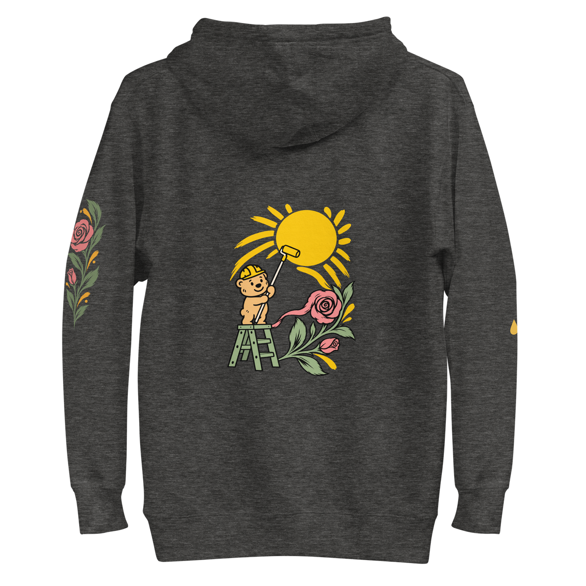 Making Room Rose & Sun Graphic Hoodie — Charcoal Heather — back view