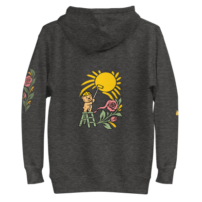 Making Room Rose & Sun Graphic Hoodie — Charcoal Heather — back view
