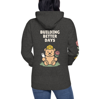 Better Days Rose Graphic Hoodie — Charcoal Heather — back view