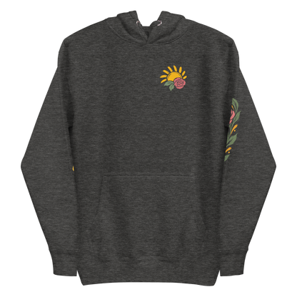 Making Room Rose & Sun Graphic Hoodie — Charcoal Heather — front view