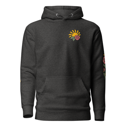 Making Room Rose & Sun Graphic Hoodie — Charcoal Heather — front view