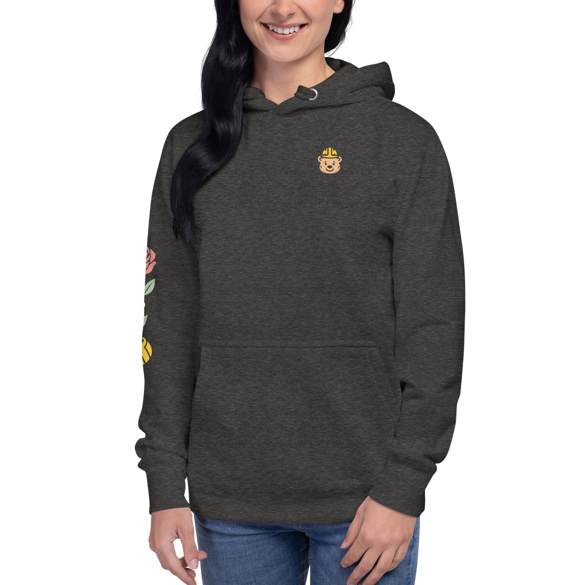 Better Days Rose Graphic Hoodie — Charcoal Heather — front view
