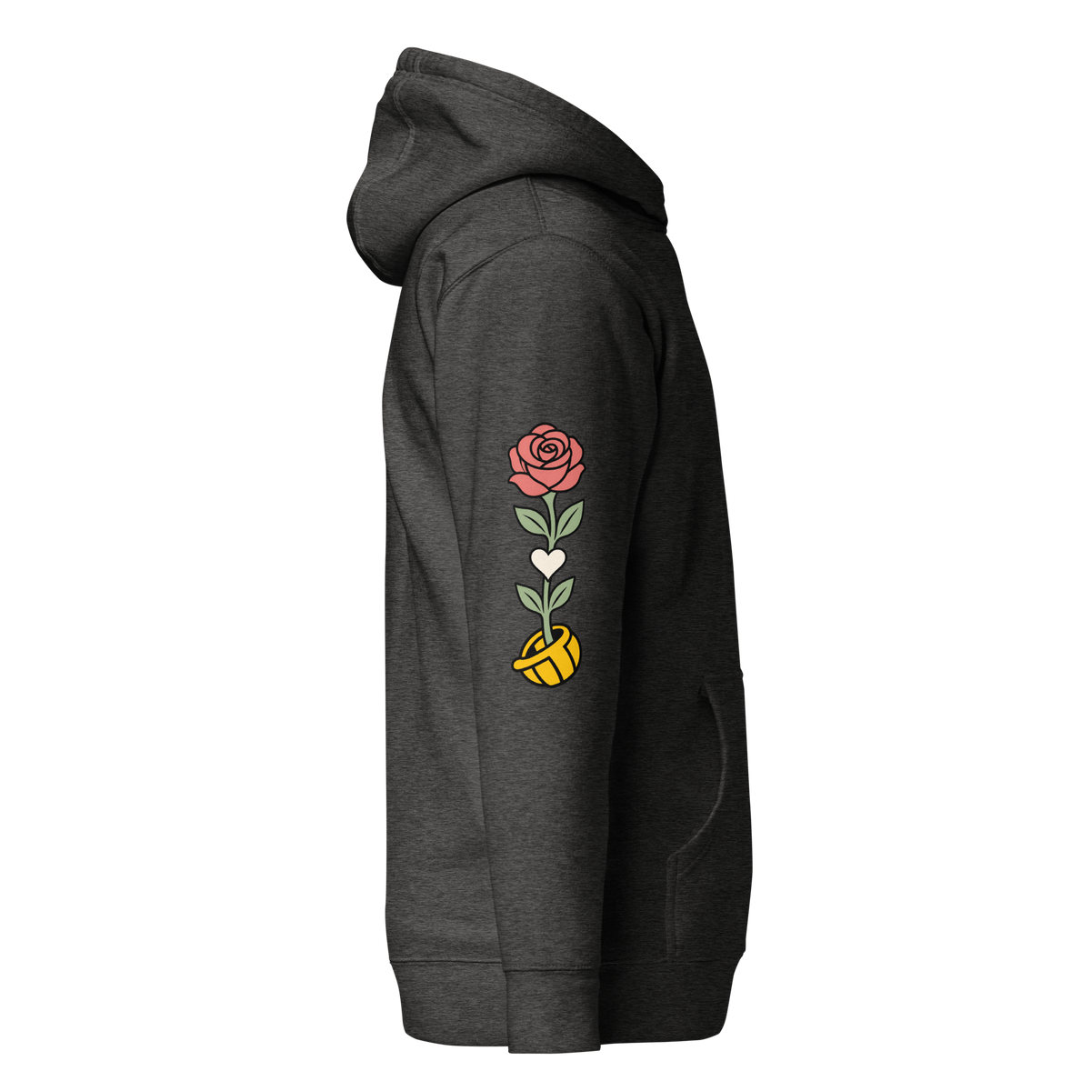 Better Days Rose Graphic Hoodie — Charcoal Heather — right-side view