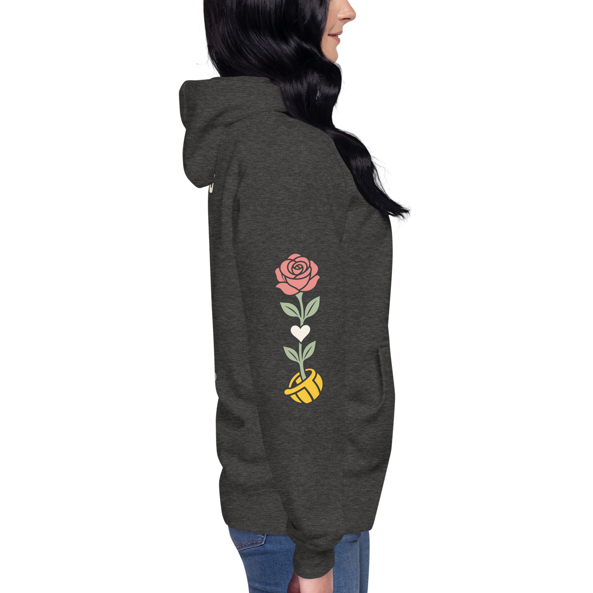 Better Days Rose Graphic Hoodie — Charcoal Heather — right-side view