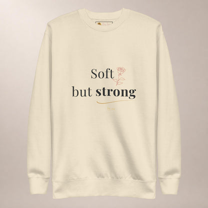 Soft but Strong Premium Crewneck in Bone by By Tee, front view on warm neutral background