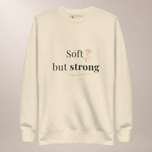 Soft but Strong Premium Crewneck in Bone by By Tee, front view on warm neutral background